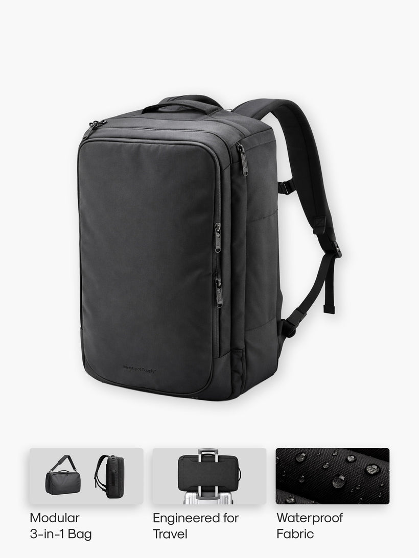 Ministry of Supply Boston One Bag technical travel bag in advanced performance fabric with lightweight for work travel and everyday wear