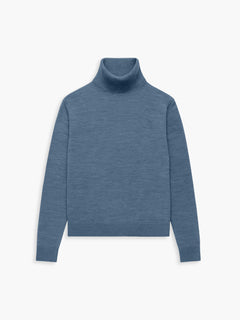 Men's Travel Merino Turtleneck - Denim Blue