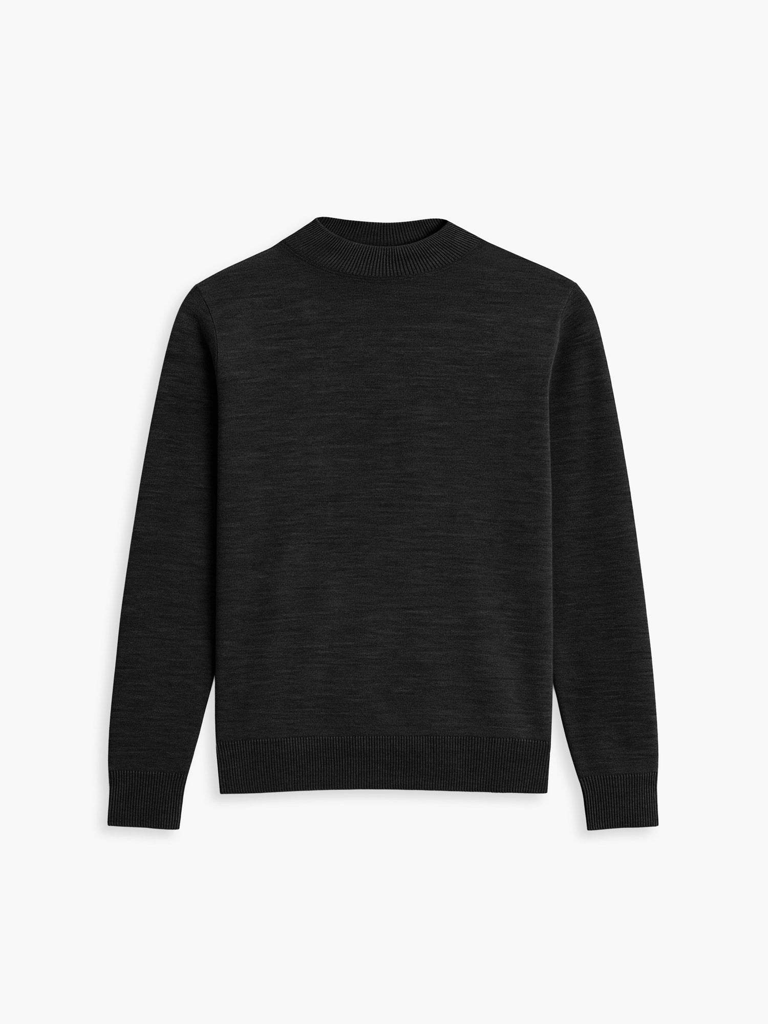 Mens Merino Wool Mockneck | Black | Machine Washable, Wrinkle Free 