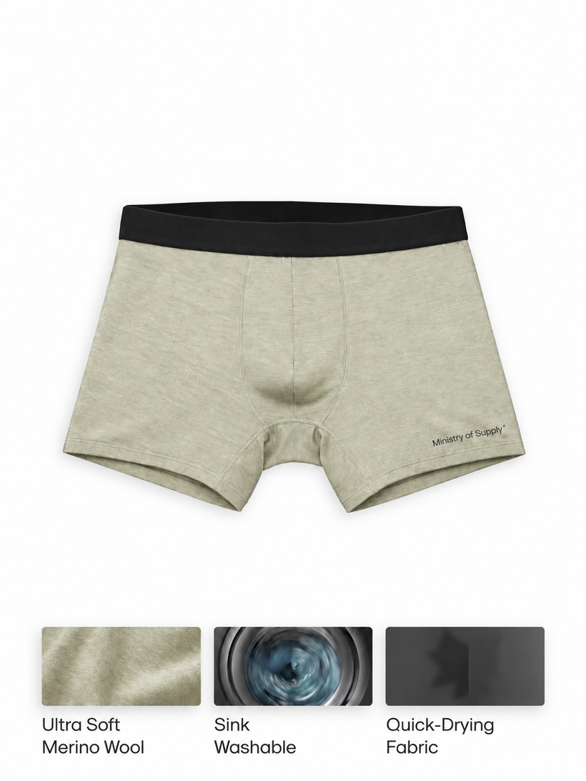 Men's Travel Merino Boxer Brief - Linen