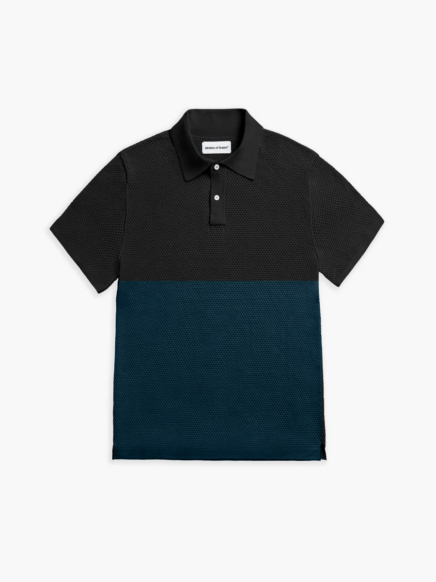 Men's Labs 3D Print-Knit Air Polo - Black - Peacock Color Block ...