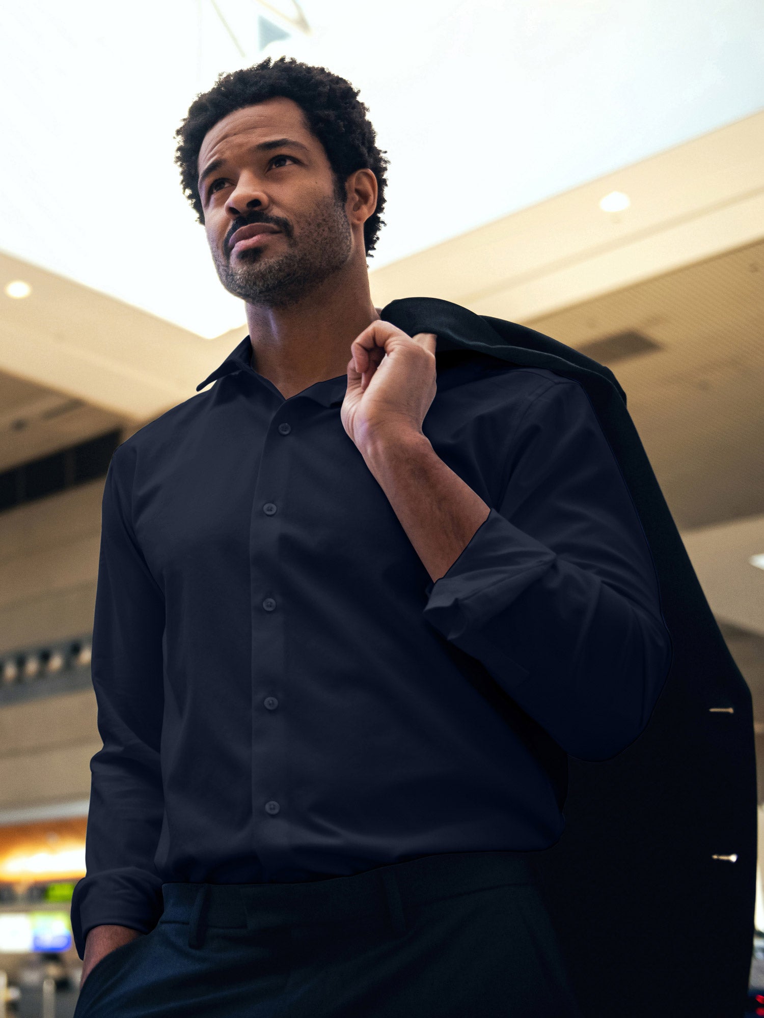machine washable dress shirts Mens Performance Dress Shirt | Navy