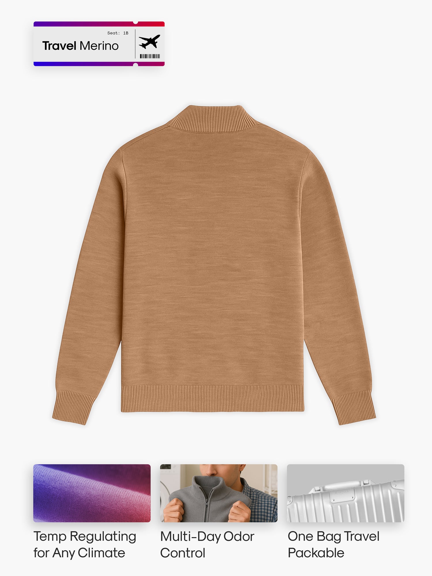 ONC MERINO LONG SLEEVE TEE CAMEL 4 Camel Merino Wool T-Shirt