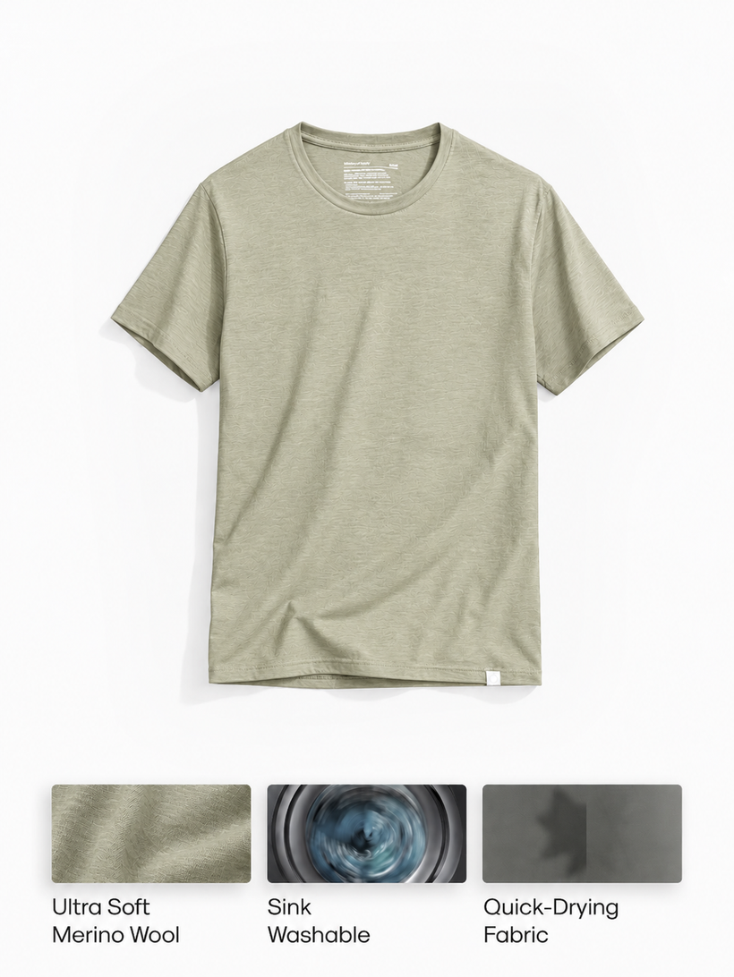 Men's Travel Merino Tee - Linen