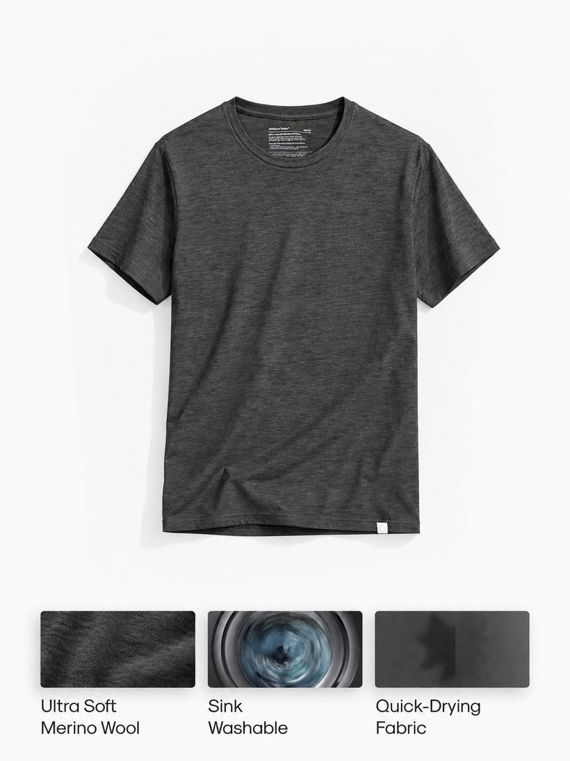 Men's Travel Merino Tee - Slate