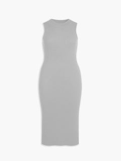 Women's Labs 3D Print-Knit Sleeveless Ribbed Dress - Light Grey