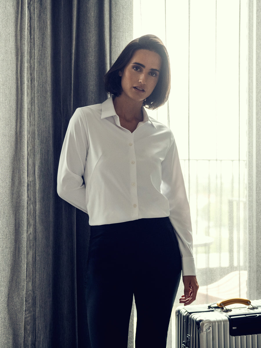 Womens Performance Shirt | White | Stretchy and Machine Washable
