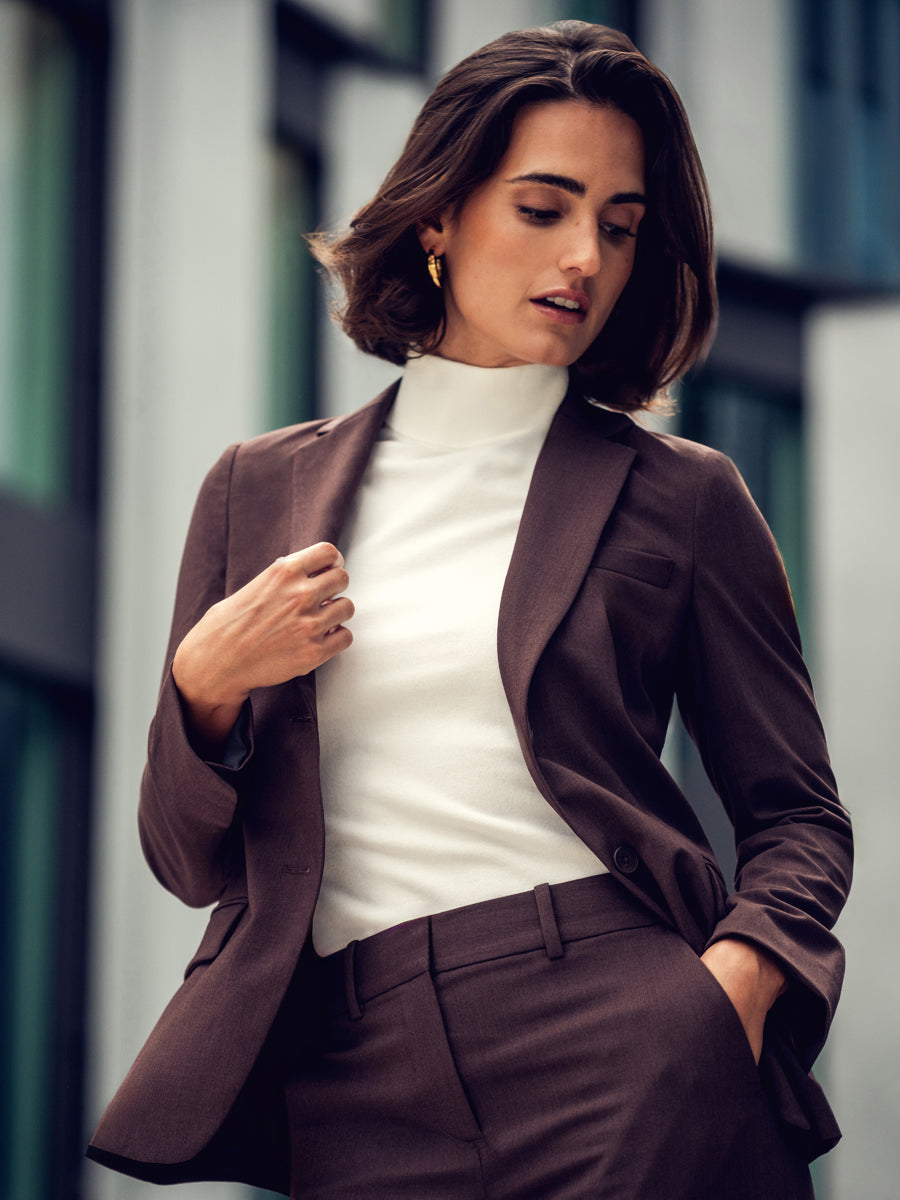 Navy Blazer Turtleneck With Blazer Womens Brown High Neck With