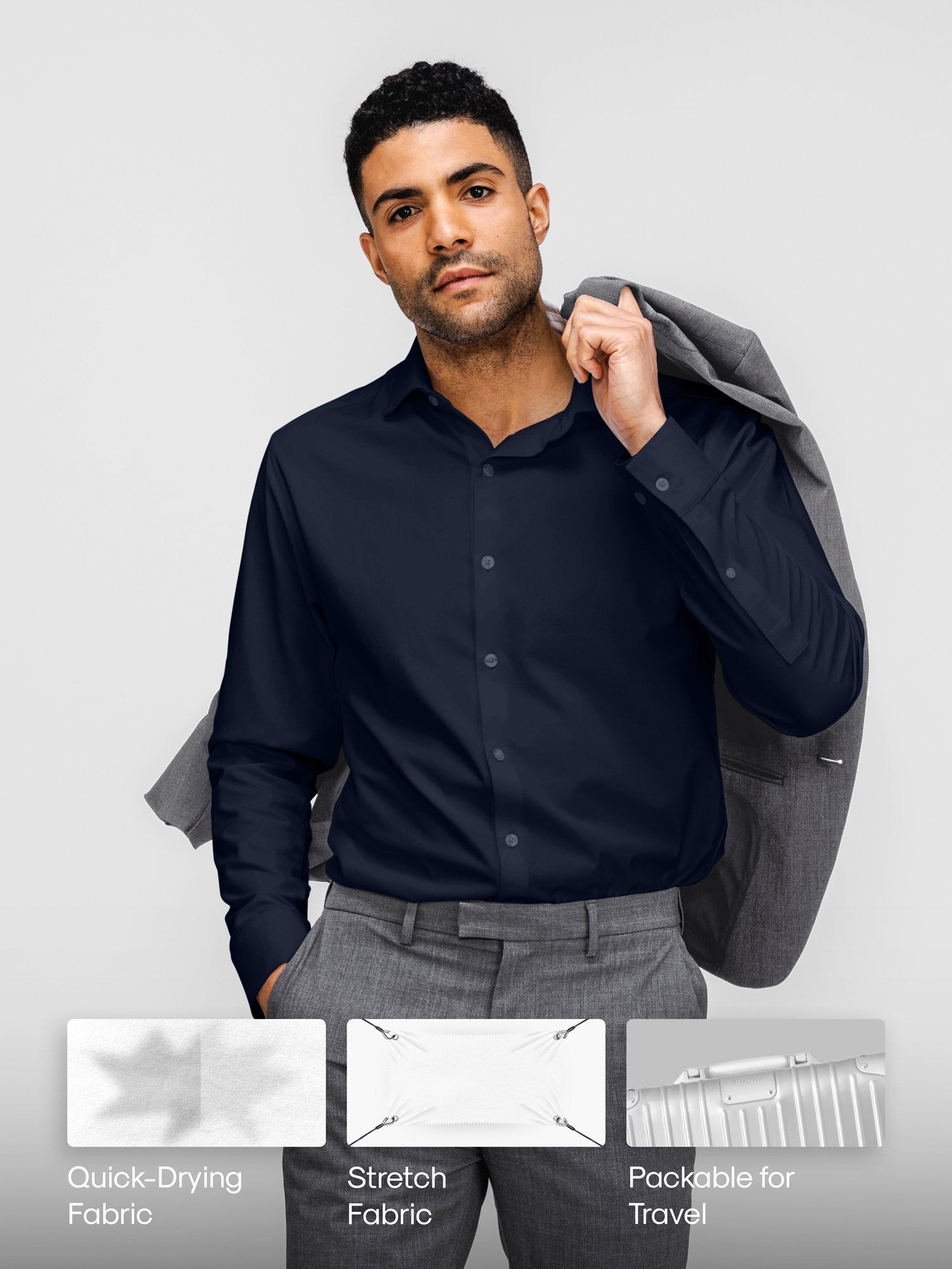 dress shirt sale near me French Blue Twill Natural Stretch Cotton Dress Shirt