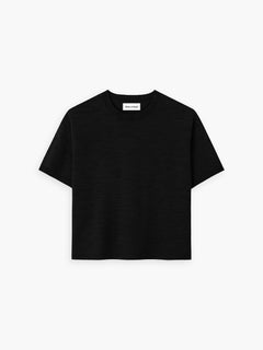 Women's Travel Merino Drop Shoulder Cropped Tee - Black