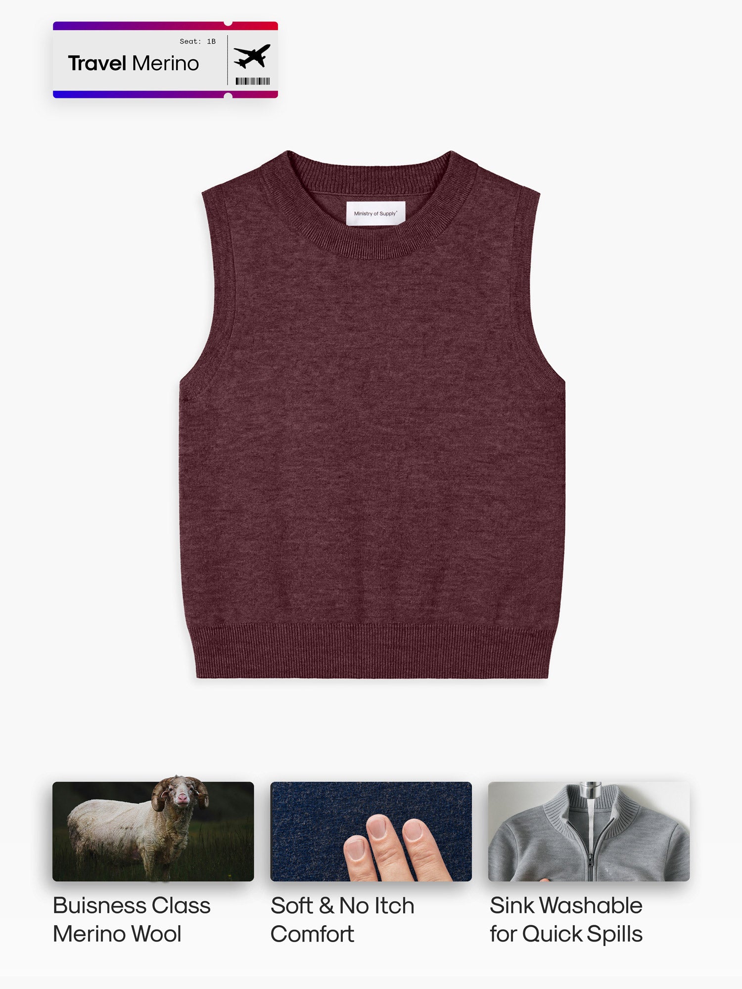 Women's Travel Merino Shell Vest - Merlot – Ministry of Supply