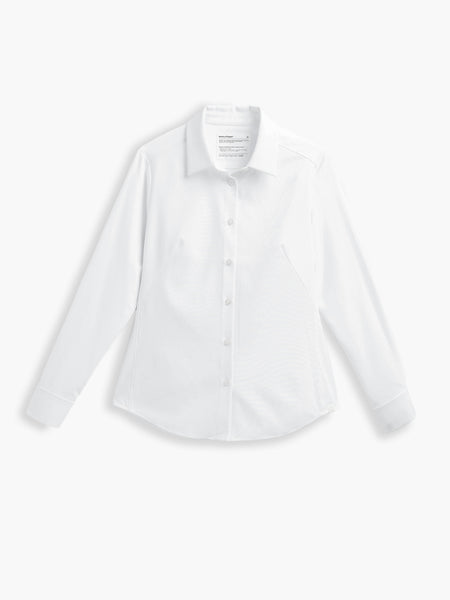 タイムセール！chieko+ plain satin shirt 36 ホワイト Womens Performance Shirt | White | Stretchy and Machine Washable