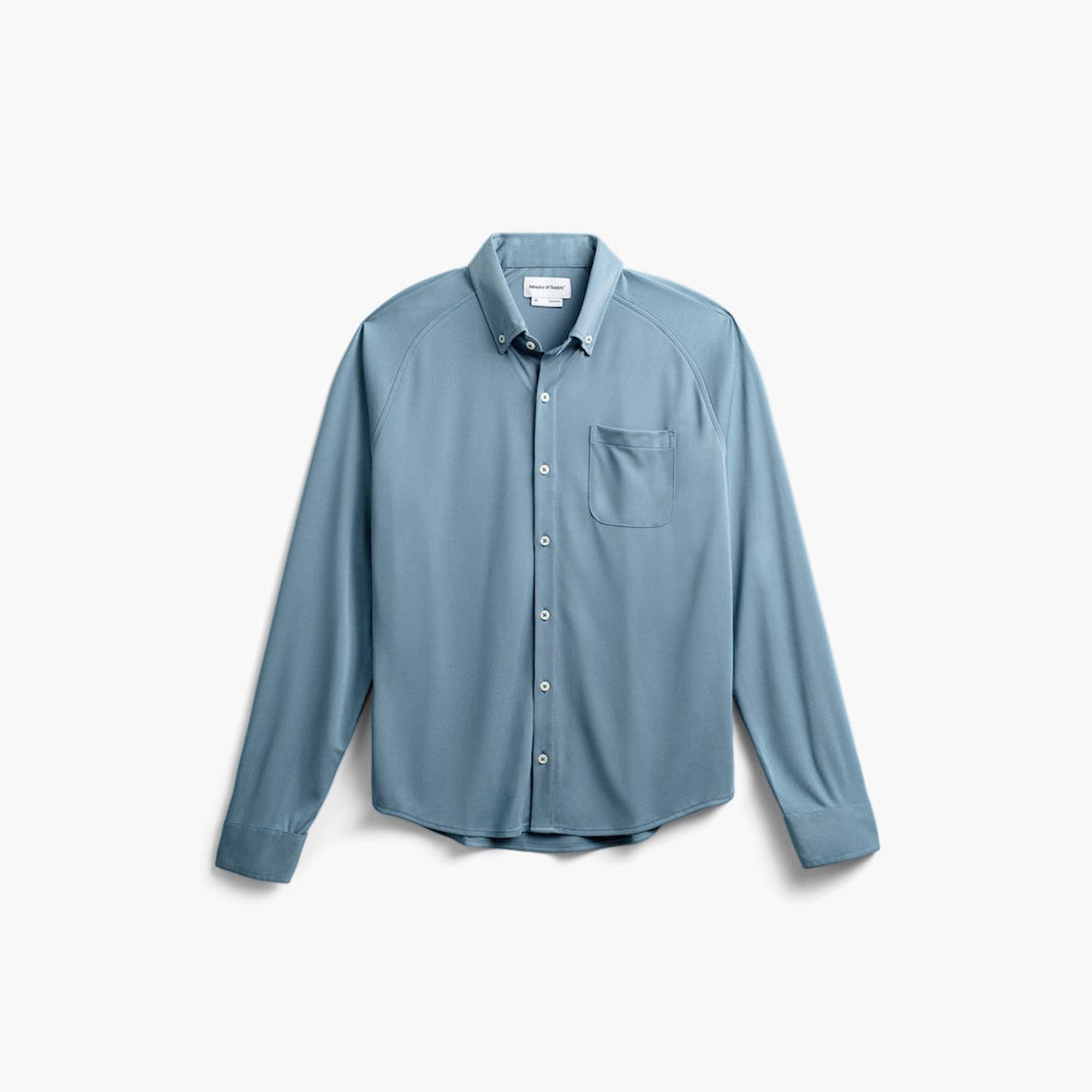 mens apollo raglan sport shirt atlantic blue oxford front full flat